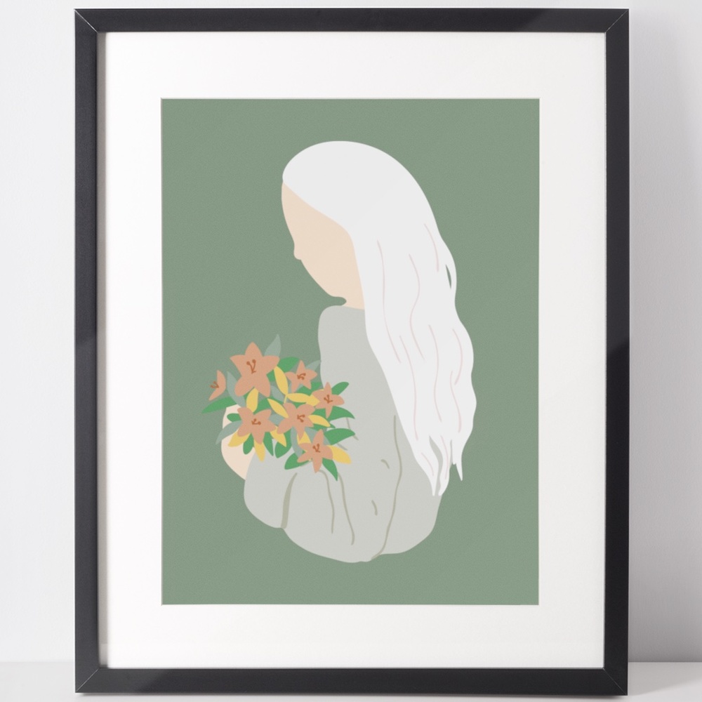 Wall Art Boho Woman Print Illustration Unframed